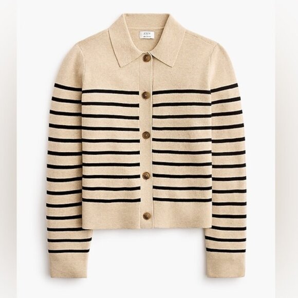 NWT J.Crew Factory Striped Collared Sweater-jacket - Picture 4 of 4